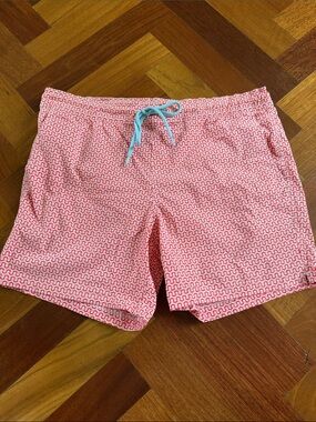 J. Crew Pink and White Geometric Swim Shorts